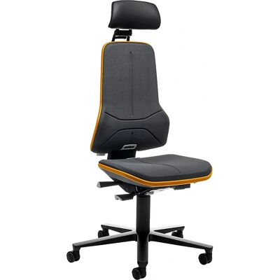 Bimos Neon ergonomischer Bürostuhl - verstellbarer Kopfstütze, Synchromechanismus, orange Band Bimos Neon ergonomischer Bürostuhl - verstellbarer Kopfstütze, Synchromechanismus, orange Band