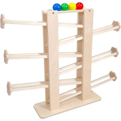 Hess Holzspielzeug Kugelbahn - Klassisch, 4 Murmeln, 60 cm Hess Holzspielzeug Kugelbahn - Klassisch, 4 Murmeln, 60 cm