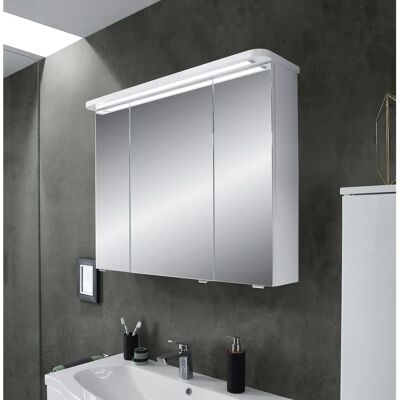 Pelipal Serie 4005 Hochglanz Weiß Spiegelschrank mit LED-Kranzleuchte Pelipal Serie 4005 Hochglanz Weiß Spiegelschrank mit LED-Kranzleuchte