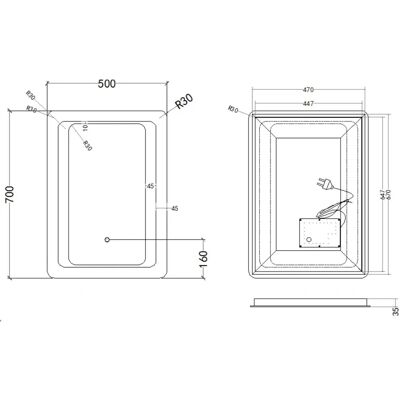 Möbel Kraft Üveg fürdőszobai tükör - 50x70cm - Fürdőszobai tükör Möbel Kraft Üveg fürdőszobai tükör - 50x70cm - Fürdőszobai tükör