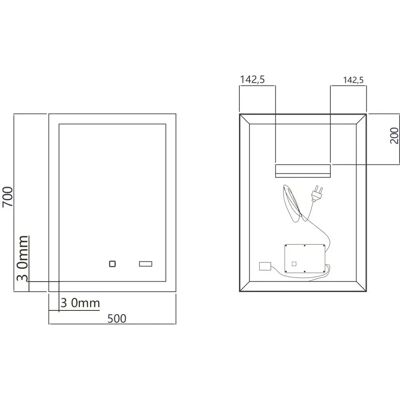 Möbel Kraft LED Badezimmer Spiegel Neufeld - 50x70cm Modern LED Badezimmer Spiegel Möbel Kraft LED Badezimmer Spiegel Neufeld - 50x70cm Modern LED Badezimmer Spiegel