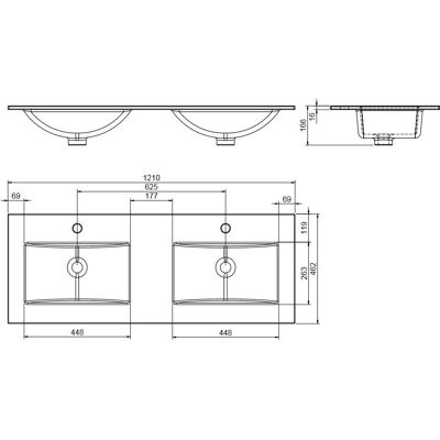 Pelipal Series 6040 - Doppelwaschtisch - 121cm Pelipal Series 6040 - Doppelwaschtisch - 121cm