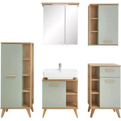 Höffner Badezimmermöbel-Set - Riviera Eiche/Salbei Nachbildung - Modernes Design Höffner Badezimmermöbel-Set - Riviera Eiche/Salbei Nachbildung - Modernes Design