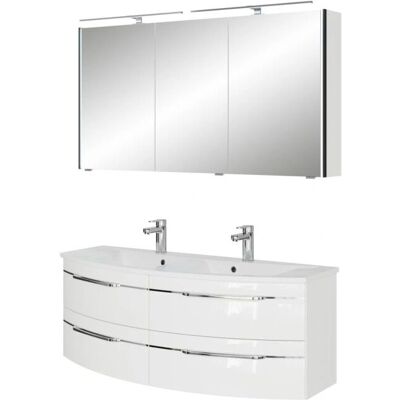 Pelipal Badmöbel-Set - Mineralmarmor Doppelwaschtisch, LED-Spiegelschrank Pelipal Badmöbel-Set - Mineralmarmor Doppelwaschtisch, LED-Spiegelschrank