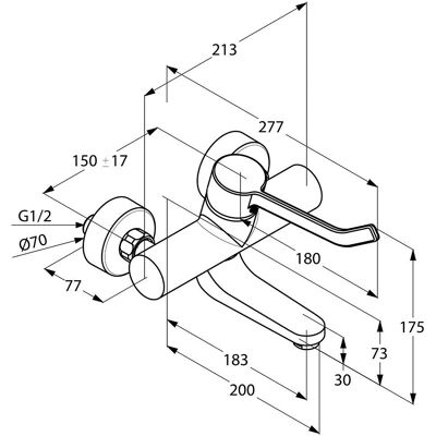 Kludi Provita Wandarmatur - Einhand, 183mm Ausladung, Chrom Kludi Provita Wandarmatur - Einhand, 183mm Ausladung, Chrom