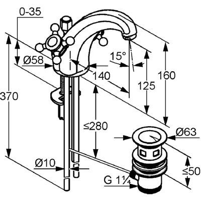 Kludi 1926 Gold Waschtischarmatur - Doppelgriff, 140mm Auslauf Kludi 1926 Gold Waschtischarmatur - Doppelgriff, 140mm Auslauf