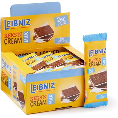 LEIBNIZ Keks'n Cream Milk - Doppel-Schoko-Kekse - Packung mit 2 LEIBNIZ Keks'n Cream Milk - Doppel-Schoko-Kekse - Packung mit 2