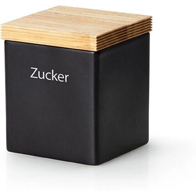 Continenta Keramik Vorratsdose - 0,8L - Luftdicht, Schwarz & Holz Continenta Keramik Vorratsdose - 0,8L - Luftdicht, Schwarz & Holz