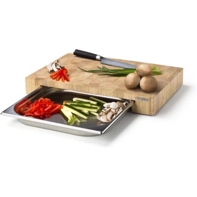 Continenta Gummibaum Schneidebrett mit Schublade - Groß 48x32,5cm - Schneidebrett Continenta Gummibaum Schneidebrett mit Schublade - Groß 48x32,5cm - Schneidebrett