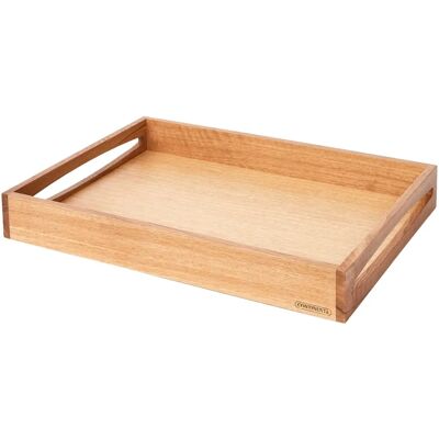 Continenta Eiche Tablett - Hochrand, Große Griffe - 49x35 cm Continenta Eiche Tablett - Hochrand, Große Griffe - 49x35 cm