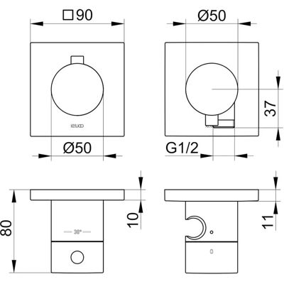 KEUCO Edition 11 Thermostat-Set - Unterputz, 2 Verbraucher, Gebürstetes Messing KEUCO Edition 11 Thermostat-Set - Unterputz, 2 Verbraucher, Gebürstetes Messing