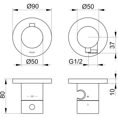 Keuco Edition 400 Thermostat-Set - Messing, Edelstahl - 2-Wege, Wandmontage Keuco Edition 400 Thermostat-Set - Messing, Edelstahl - 2-Wege, Wandmontage