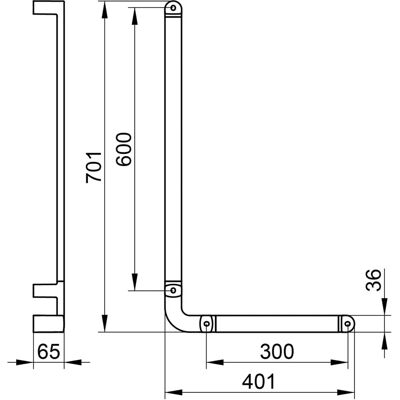 Keuco Hoekgreep - Recht - 90° - Chroom - 401/701mm Keuco Hoekgreep - Recht - 90° - Chroom - 401/701mm