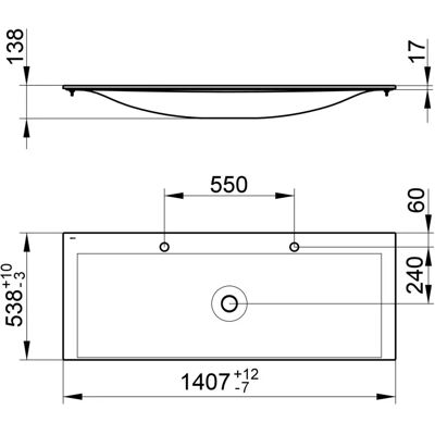 Keuco Edition 11 Keramik-Doppelwaschtisch - 1405x17x538 mm Keuco Edition 11 Keramik-Doppelwaschtisch - 1405x17x538 mm