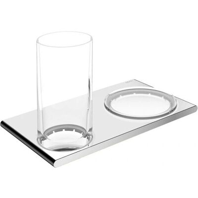 KEUCO Edition 400 Doppelhalter - Wandmontage, Glas & Seifenschale KEUCO Edition 400 Doppelhalter - Wandmontage, Glas & Seifenschale