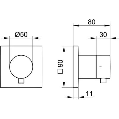 Supapă KEUCO 59557 - Cromată, Încastrată, 2-țevii, Maner Comfort Supapă KEUCO 59557 - Cromată, Încastrată, 2-țevii, Maner Comfort