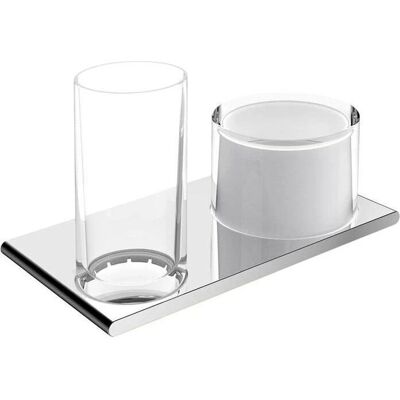 Keuco Edition 400 Doppelhalter mit Glas und Lotionspender - Sculptural Design Keuco Edition 400 Doppelhalter mit Glas und Lotionspender - Sculptural Design