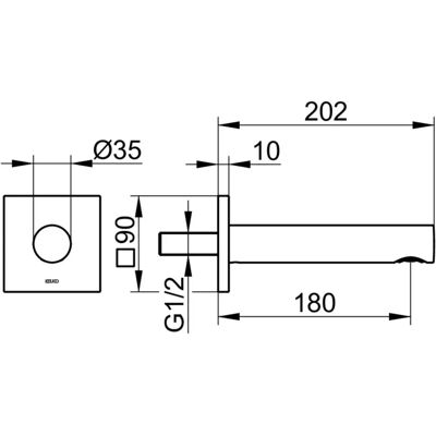 KEUCO Schwarzchrom gebürstet IXMO Badarmatur - Quadratische 202mm - Produkttyp: Badarmatur KEUCO Schwarzchrom gebürstet IXMO Badarmatur - Quadratische 202mm - Produkttyp: Badarmatur