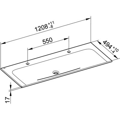 Lavabo in ceramica Keuco X-Line - 1 foro, senza troppo pieno, 1205x493mm Lavabo in ceramica Keuco X-Line - 1 foro, senza troppo pieno, 1205x493mm