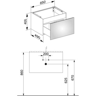 KEUCO Weiß Wandmontierter Waschtischunterschrank - 650x400x490mm - Badezimmer KEUCO Weiß Wandmontierter Waschtischunterschrank - 650x400x490mm - Badezimmer