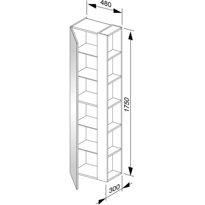 Keuco X-Line Hochschrank - Inox Satiniert / Inox Seidenmatt - 480x1750x300mm - 1 Tür Keuco X-Line Hochschrank - Inox Satiniert / Inox Seidenmatt - 480x1750x300mm - 1 Tür