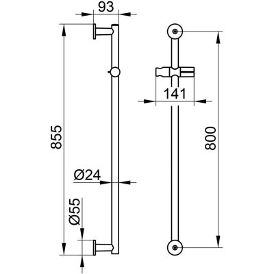 Tubo doccia Keuco Ixmo - Rosetta rotonda - 855mm - Cromato - Accessori doccia Tubo doccia Keuco Ixmo - Rosetta rotonda - 855mm - Cromato - Accessori doccia