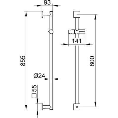 Barra Doccia Keuco - Regolabile in Altezza, Support Quadrato, 855mm - Tipo di Doccia Barra Doccia Keuco - Regolabile in Altezza, Support Quadrato, 855mm - Tipo di Doccia