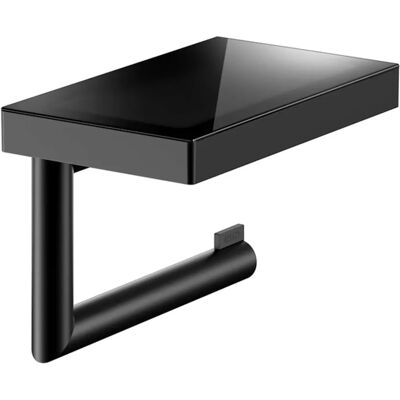 Portarotolo Reva di Keuco con Mensola - Nero Opaco Portarotolo Reva di Keuco con Mensola - Nero Opaco