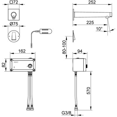 Keuco IXMO Grifo sensor para lavabo - Montaje en pared, Infrarrojo, Negro Keuco IXMO Grifo sensor para lavabo - Montaje en pared, Infrarrojo, Negro