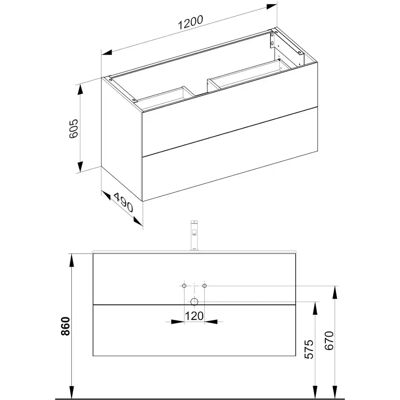 Keuco X-Line Gabinete de lavabo - Vulkanita, 2 Cajones Keuco X-Line Gabinete de lavabo - Vulkanita, 2 Cajones