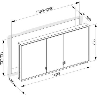 Keuco Royal Lumos Wandspiegelschrank - 3 Türen, LED-Beleuchtung, 140x74 cm Keuco Royal Lumos Wandspiegelschrank - 3 Türen, LED-Beleuchtung, 140x74 cm