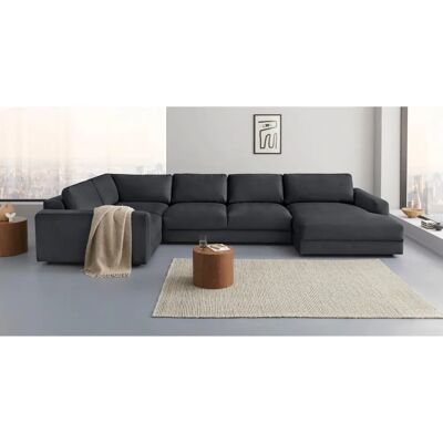 PLACES OF STYLE Bloomfield Velours Sofa - U-Form XXL, weich, schwarze Füße PLACES OF STYLE Bloomfield Velours Sofa - U-Form XXL, weich, schwarze Füße