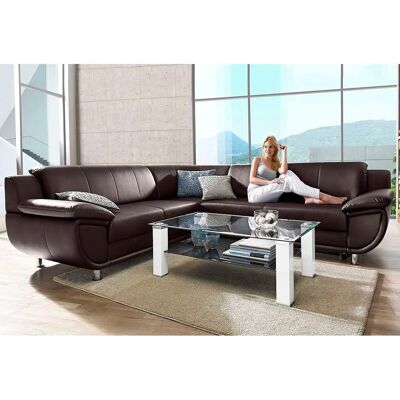 TRENDMANUFAKTUR Rondo - L-Form Sofa, Kunstleder, Braun - Sofa TRENDMANUFAKTUR Rondo - L-Form Sofa, Kunstleder, Braun - Sofa
