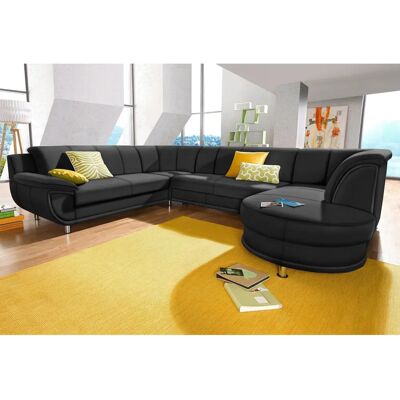 Trendmanufaktur Rondo U-Form Sofa - NaturLeder, Schwarz, 320cm Trendmanufaktur Rondo U-Form Sofa - NaturLeder, Schwarz, 320cm