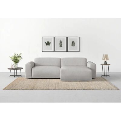 TRENDMANUFAKTUR Braga - Modernes L-Form Sofa, Silber, Recamiere, 255cm TRENDMANUFAKTUR Braga - Modernes L-Form Sofa, Silber, Recamiere, 255cm