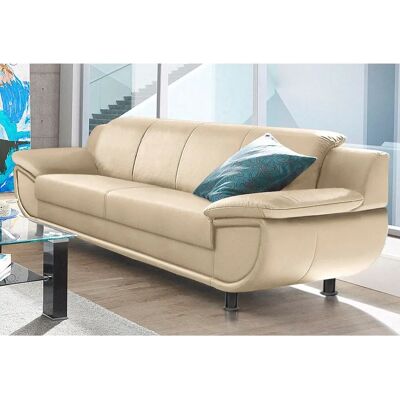 TRENDMANUFAKTUR Rondo 3-Sitzer Sofa Beige Leder - Sofa TRENDMANUFAKTUR Rondo 3-Sitzer Sofa Beige Leder - Sofa
