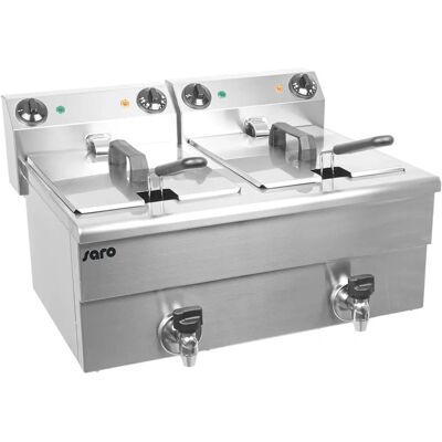 Saro FE 102 Edelstahl Fritteuse - 2x10L, 180°C, 230V Saro FE 102 Edelstahl Fritteuse - 2x10L, 180°C, 230V