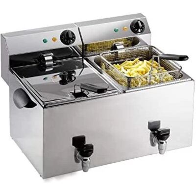 Friteuse Saro - 2x8L, Acier inoxydable, Thermostat réglable Friteuse Saro - 2x8L, Acier inoxydable, Thermostat réglable