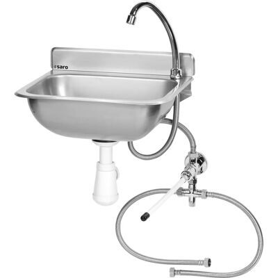 Saro ROKIA Wall-mounted sink - Stainless steel, Knee-operated, Rotatable tap Saro ROKIA Wall-mounted sink - Stainless steel, Knee-operated, Rotatable tap