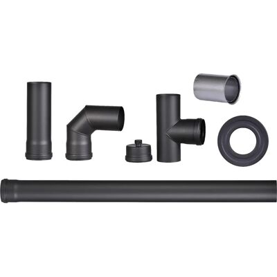 FIREFIX - Ø8x1.2mm Stahl schwarz - Ø8 cm - Stahl 1,2 mm - Pelletrohr-Set FIREFIX - Ø8x1.2mm Stahl schwarz - Ø8 cm - Stahl 1,2 mm - Pelletrohr-Set