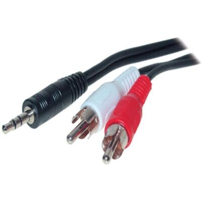 S-Conn 3,5mm - 2xRCA 2,5m Audiokabel - Schwarz, Rot, Weiß S-Conn 3,5mm - 2xRCA 2,5m Audiokabel - Schwarz, Rot, Weiß
