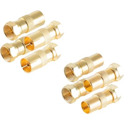 Shiverpeaks BS15-301114 - Conectores coaxiales - Juego de 4, Chapados en oro, IEC a F, Macho/Hembra Shiverpeaks BS15-301114 - Conectores coaxiales - Juego de 4, Chapados en oro, IEC a F, Macho/Hembra
