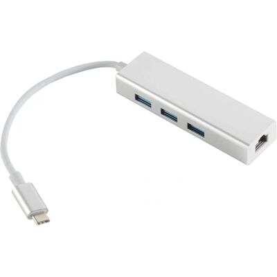 Shiverpeaks Ethernet Adapter - USB 3.1 C zu RJ45, 3 USB-Ports - Silber Shiverpeaks Ethernet Adapter - USB 3.1 C zu RJ45, 3 USB-Ports - Silber