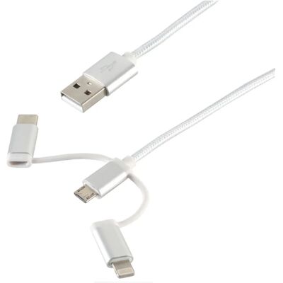 S-Conn 14-50067 USB Kabel - Micro-USB B, Lightning, USB-C - 1m - Weiß S-Conn 14-50067 USB Kabel - Micro-USB B, Lightning, USB-C - 1m - Weiß