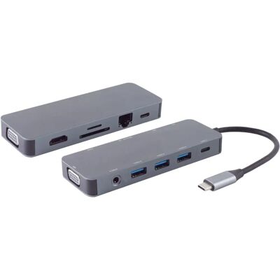 Station d'accueil multiport USB-C Shiverpeaks - 11-en-1 - Gris - Publicité Station d'accueil multiport USB-C Shiverpeaks - 11-en-1 - Gris - Publicité