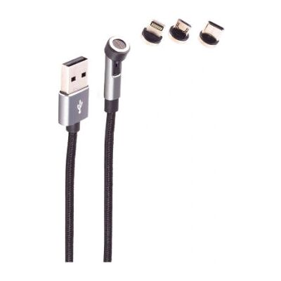 Shiverpeaks USB Kabel - 1m Schwarz - USB Typ-A Magnetkabel 3-in-1 Shiverpeaks USB Kabel - 1m Schwarz - USB Typ-A Magnetkabel 3-in-1