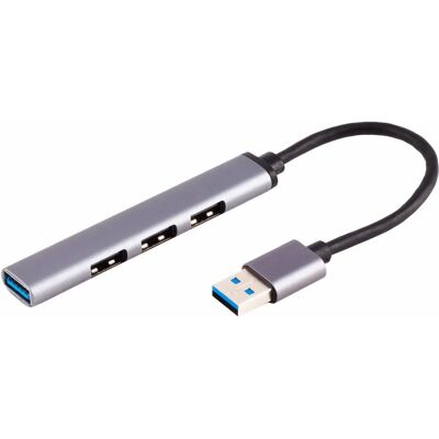 S/CONN USB-Hub 4-Port - USB 3.2 Gen 1 - Aluminium - Grau S/CONN USB-Hub 4-Port - USB 3.2 Gen 1 - Aluminium - Grau