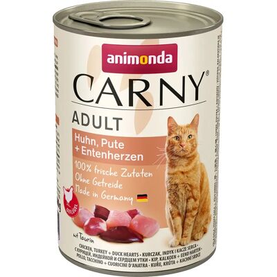 Animonda Carny Chicken, Turkey & Duck Hearts - Wet Cat Food - 400G Animonda Carny Chicken, Turkey & Duck Hearts - Wet Cat Food - 400G