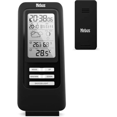 Stazione meteo MEBUS - Sensore esterno, orologio radio, indicatore di comfort, previsioni Stazione meteo MEBUS - Sensore esterno, orologio radio, indicatore di comfort, previsioni