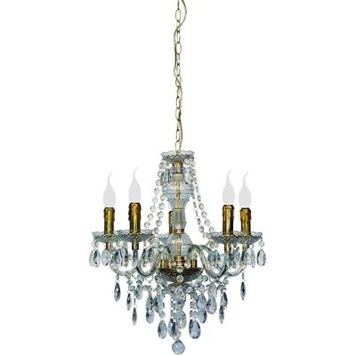 Trio Lighting Lüster Classic 5 Licht Mehrarm Kronleuchter Messing Poliert Trio Lighting Lüster Classic 5 Licht Mehrarm Kronleuchter Messing Poliert